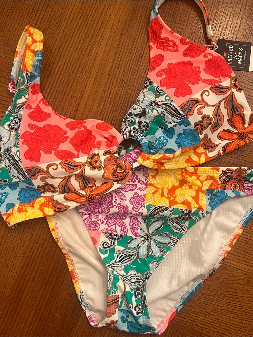 Excellent Bar III Women’s Floral Patchwork Bikini - Multicolor XL/Large B32